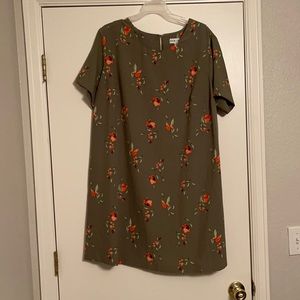 Women’s olive green with floral pattern dress